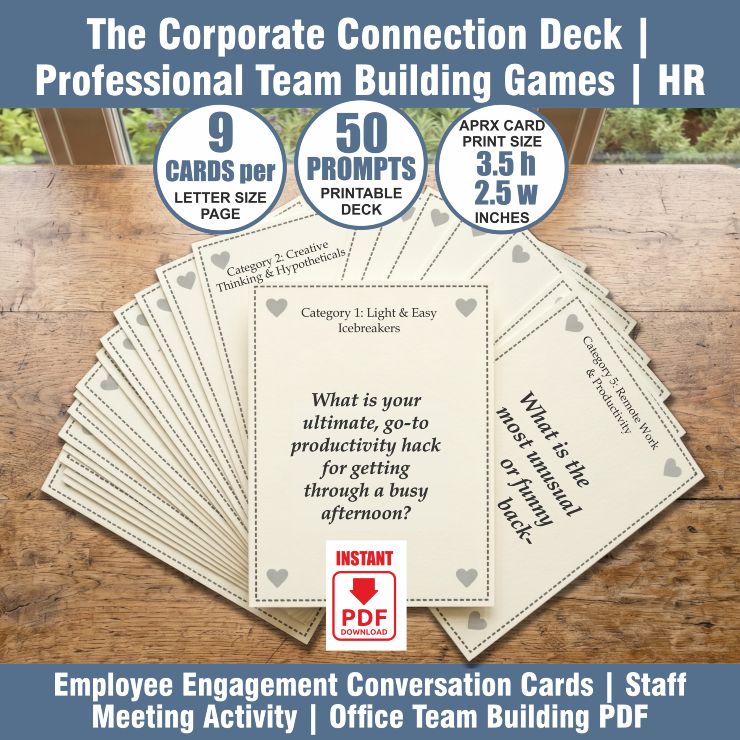 The Corporate Connection Deck | Professional Team Building Games | HR Meeting Printables